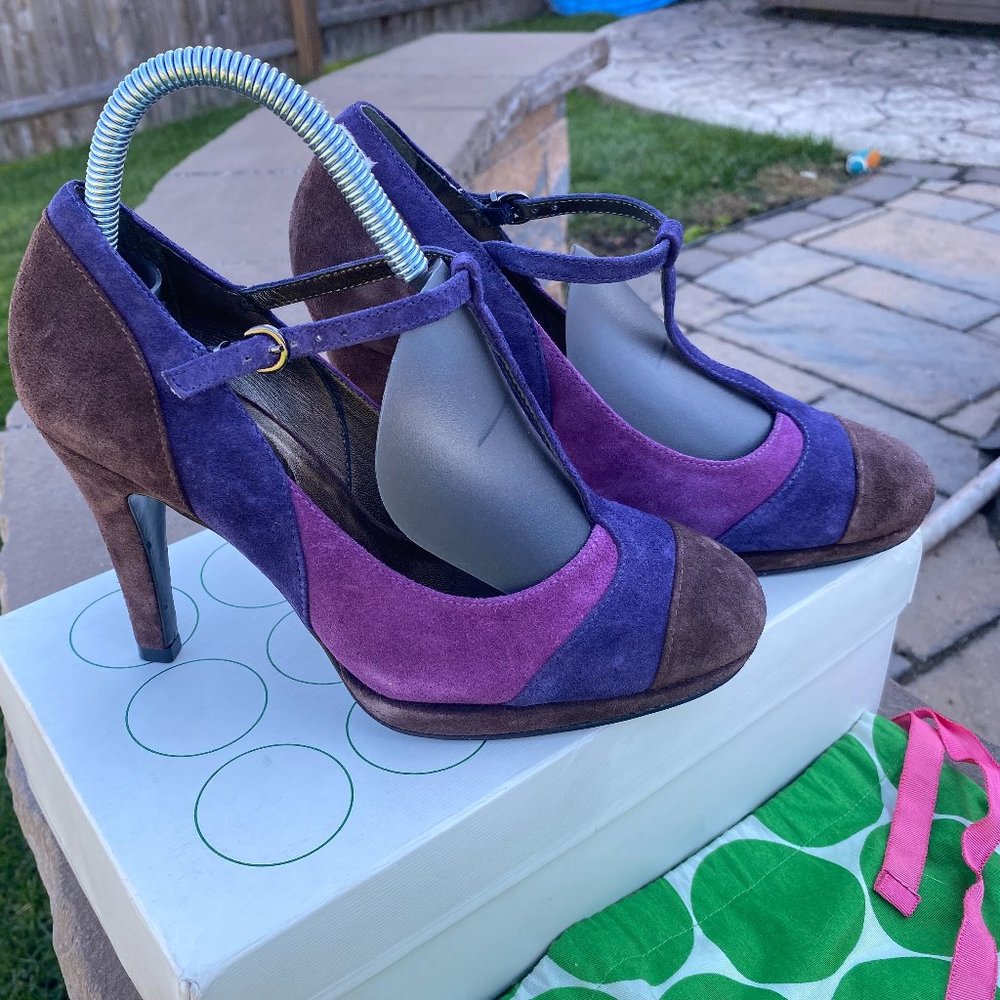 Boden Suede Bloomsbury T-strap heels size 38 euro 7-1/2 US
